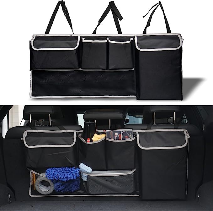 UYYE Car Trunk Hanging Organizer,Backseat Hanging Bag, Car Interior Accessories with 4 Pockets & ... | Amazon (US)