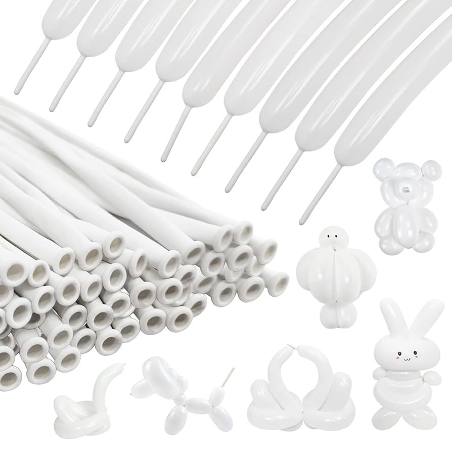 100Pcs 260 Balloons White Long Balloons for Balloon Garland Thickening Skinny Latex Twisting Ball... | Amazon (US)