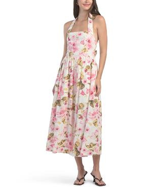 Linen Blend Halter Neck Midi Dress | TJ Maxx