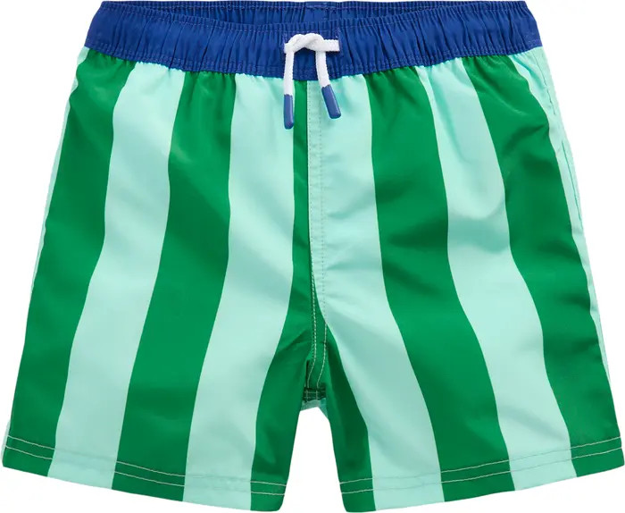 Mini Boden Kids' Contrast Stripe Swim Trunks | Nordstrom | Nordstrom