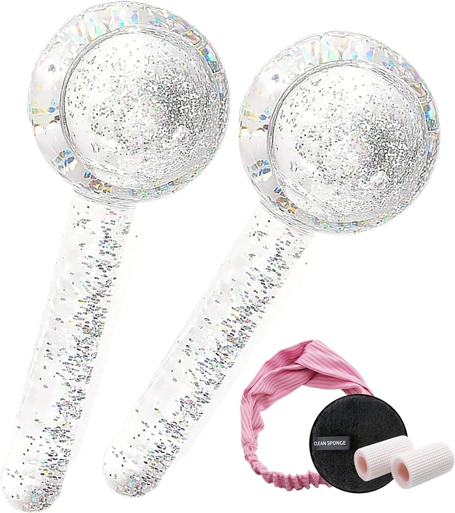 Novovida Ice Globes for Facials, 2PCS Ice Globes (INCL Headscarf, Sponge Pad) Facial Globes Face ... | Amazon (US)