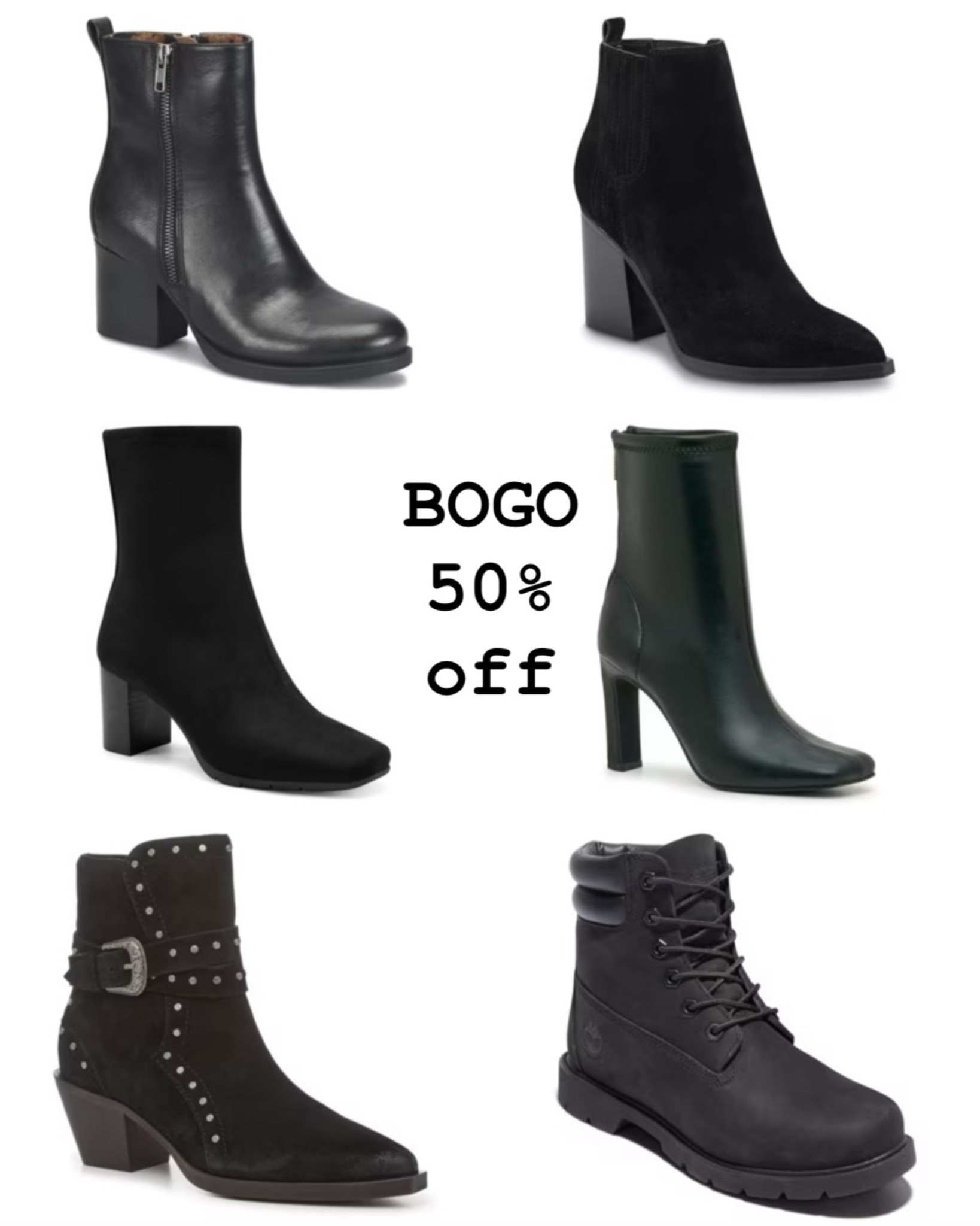 Black ankle boots and booties in suede, leather, heeled, and flat. Buy one get one 50% off this weekend with a huge selection.

#LTKootd #LTKSeasonal #LTKSaleAlert