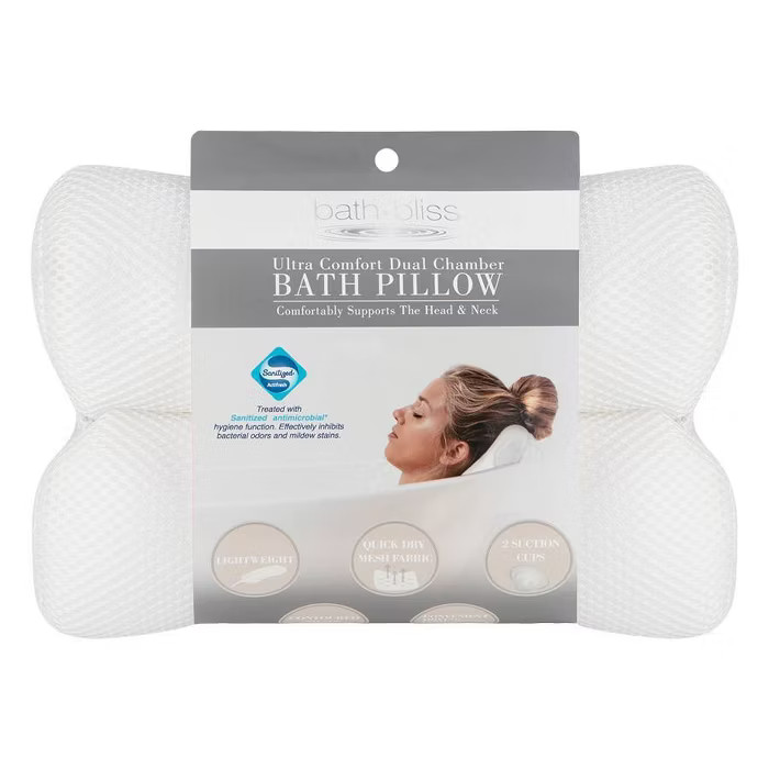 Quick Dry Ultra Comfort Micro Mesh Bath Pillow White - Bath Bliss | Target