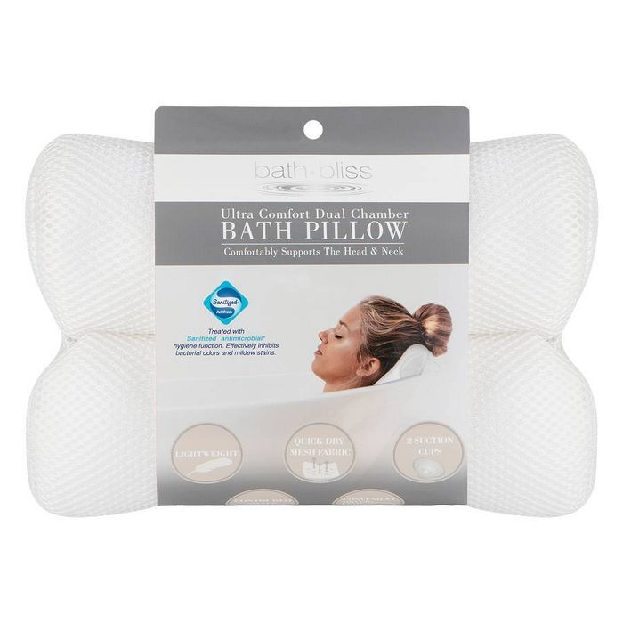 Quick Dry Ultra Comfort Micro Mesh Bath Pillow White - Bath Bliss | Target