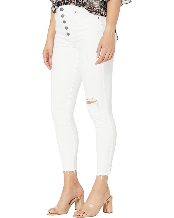 KUT from the Kloth Connie High-Rise Fab Ab Ankle Skinny with Button Fly in Optic White | Zappos