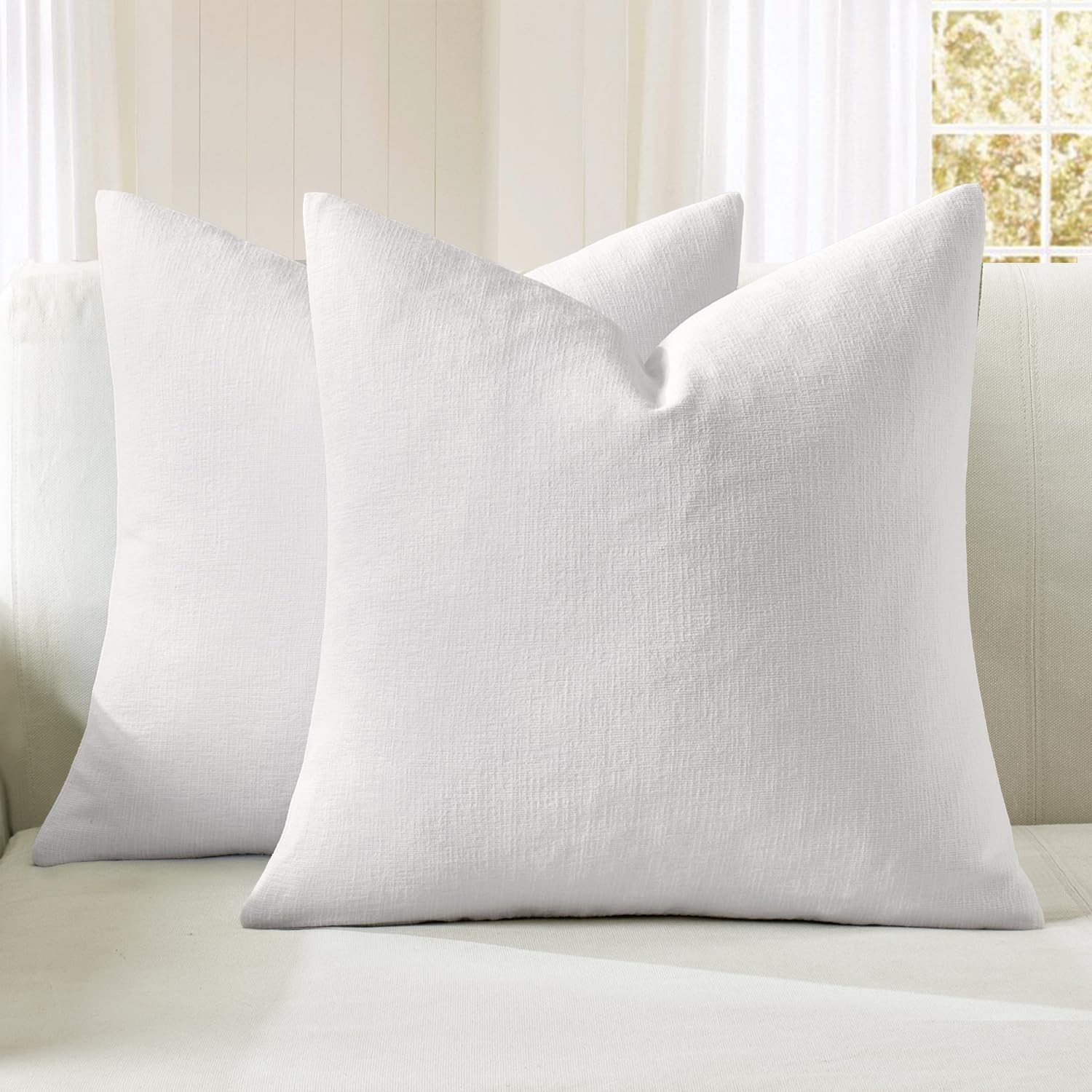 MIULEE White Couch Pillow Covers 18x18 Inch, Set of 2 Soft Chenille Decorative Throw Pillow Cover... | Amazon (US)