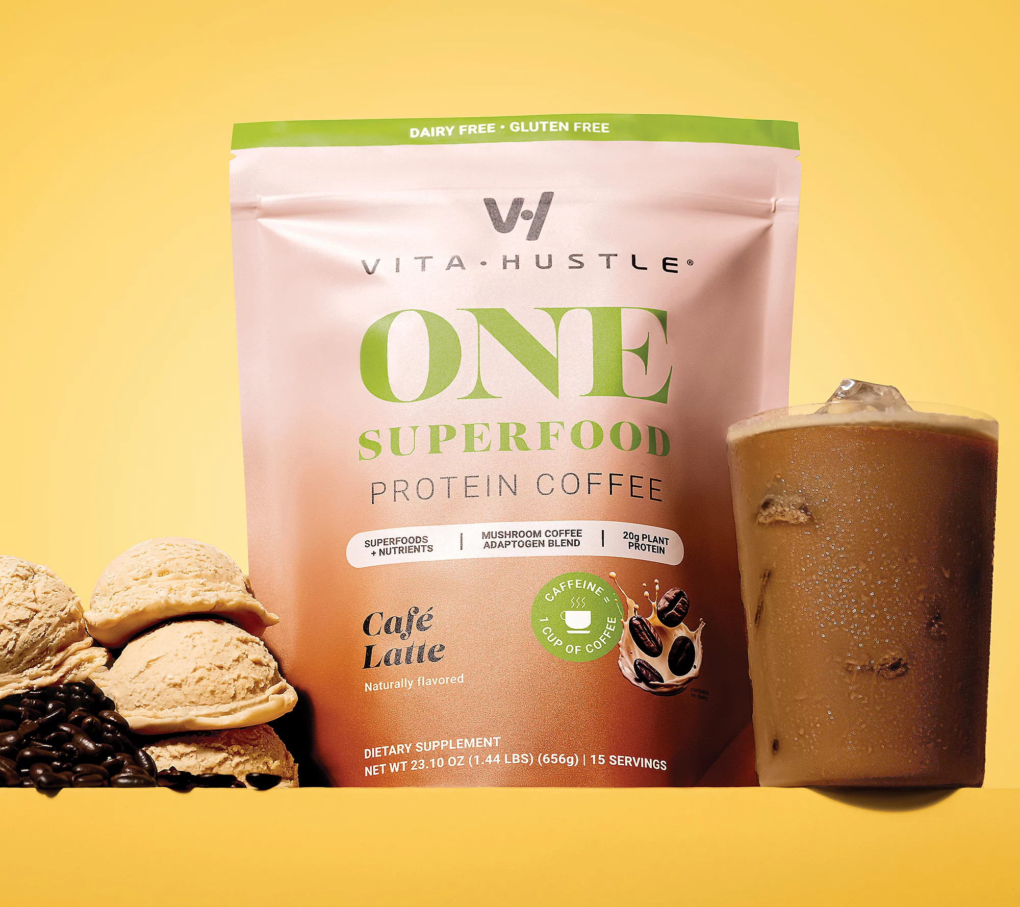 VitaHustle ONE Protein Cafe Latte 15 Serving by Kevin Hart | QVC