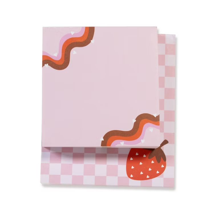 Valentine's Day Pink Strawberry Paper Note Cube Set Party Favors, 3.5" x 4", by Way To Celebrate | Walmart (US)