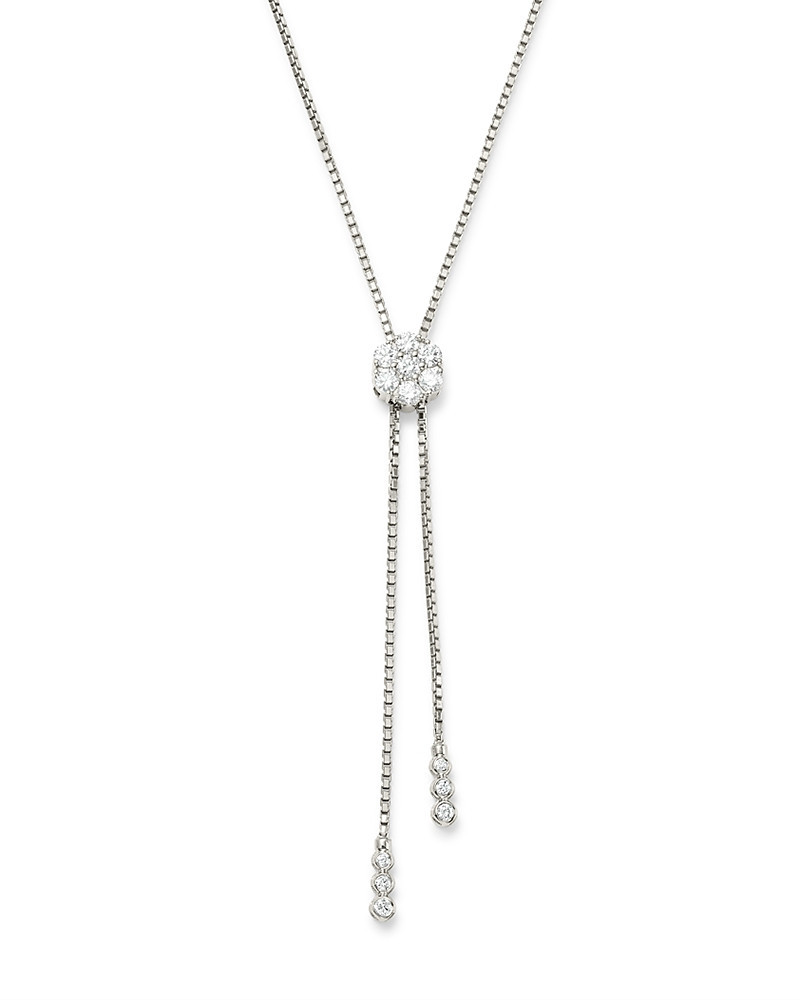Bloomingdale's Fine Collection Diamond Flower Bolo Necklace in 14K White Gold, 0.85 tcw | Bloomingdale's (US)