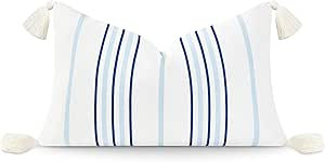 Hofdeco Premium Coastal Hampton Style Patio Indoor Outdoor Lumbar Pillow Cover Only, 12"x20" Wate... | Amazon (US)