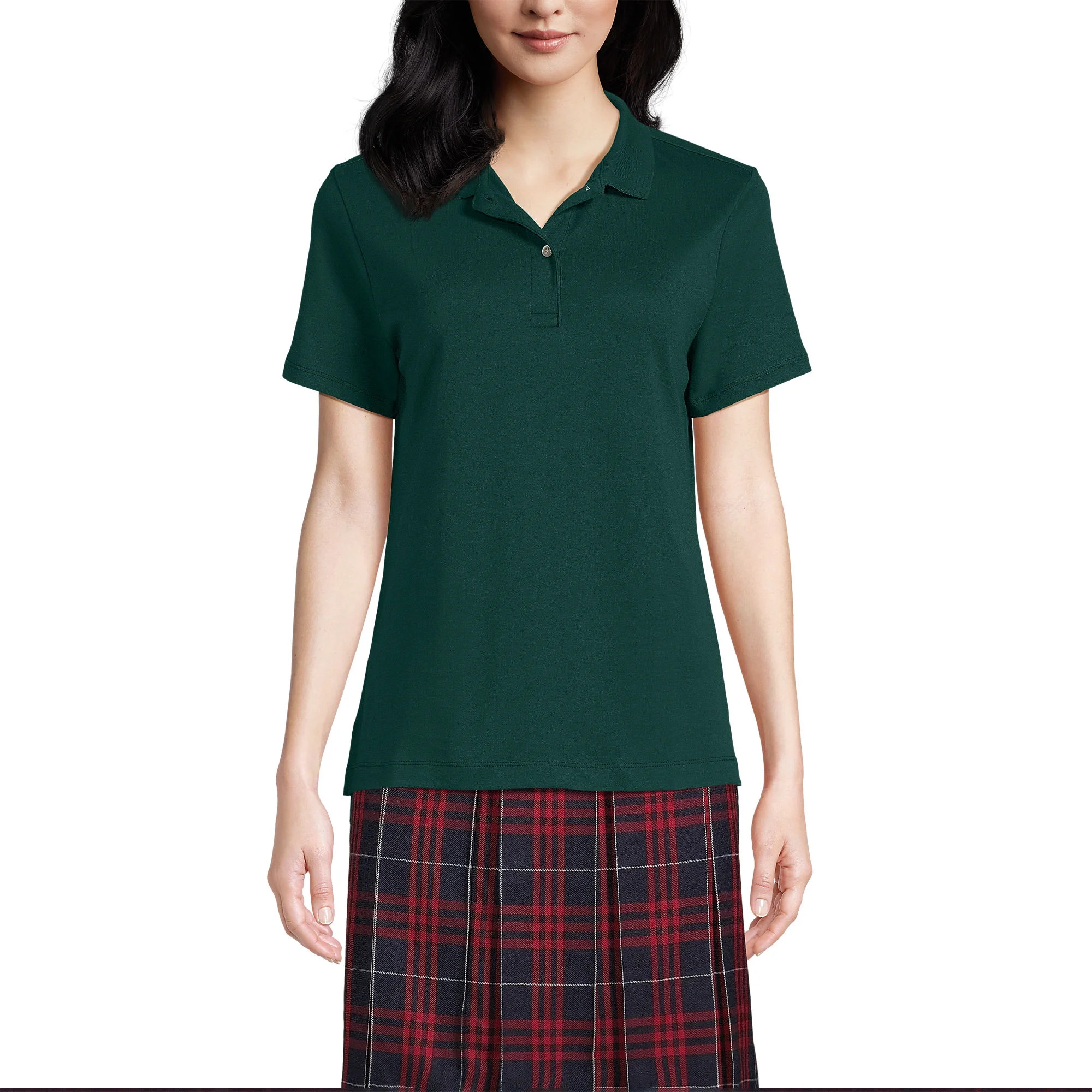Lands' End Women's Short Sleeve Feminine Fit Interlock Polo Shirt | Walmart (US)