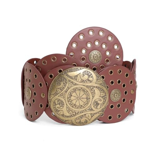 YooAi Western Belts for Woman Boho Vintage Disc Cowgirl Belt with Vintage Buckle for Jeans Dresses Coffee 105cm | Amazon (US)