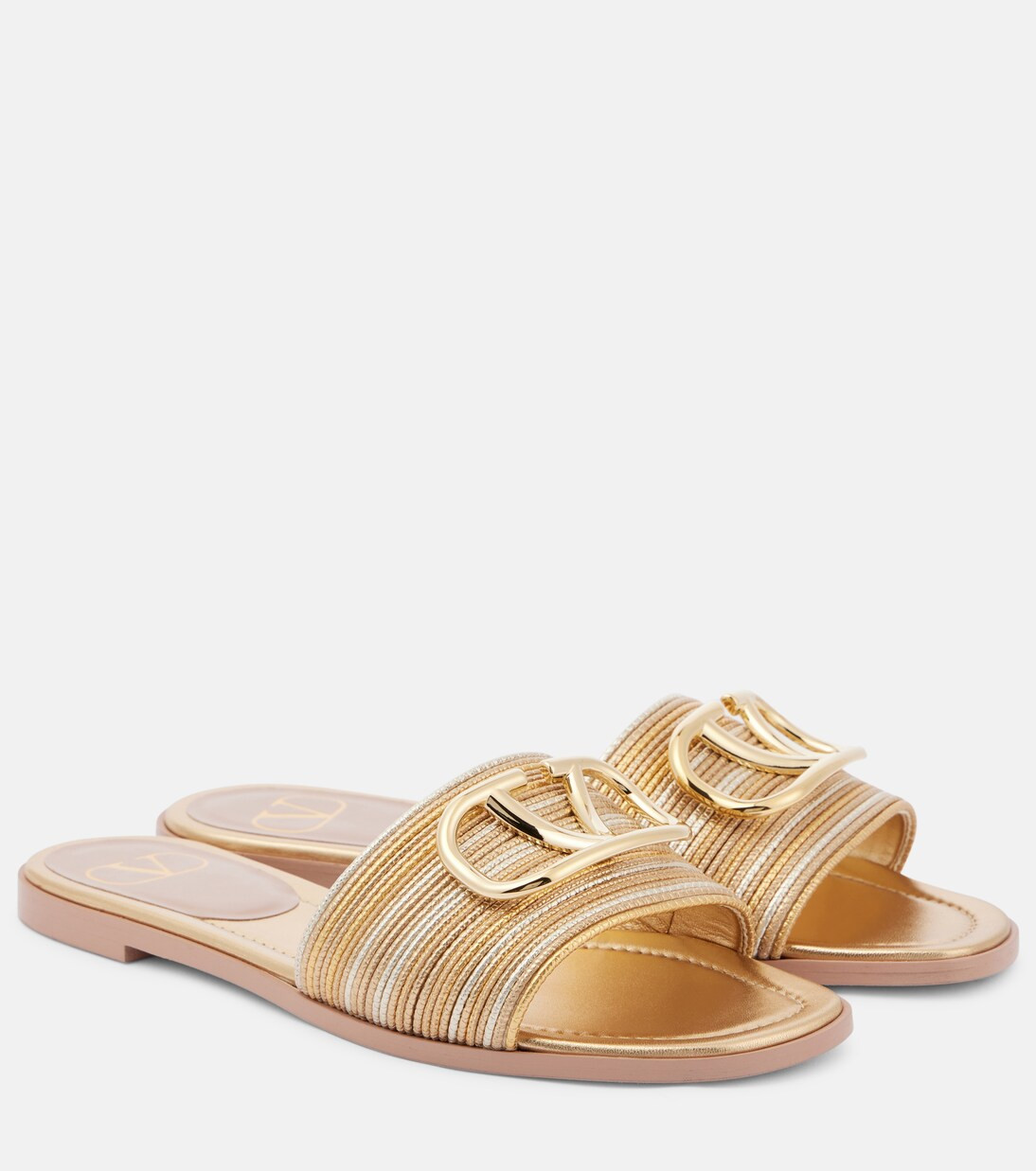 VLogo Signature metallic leather sandals | Mytheresa (US/CA)