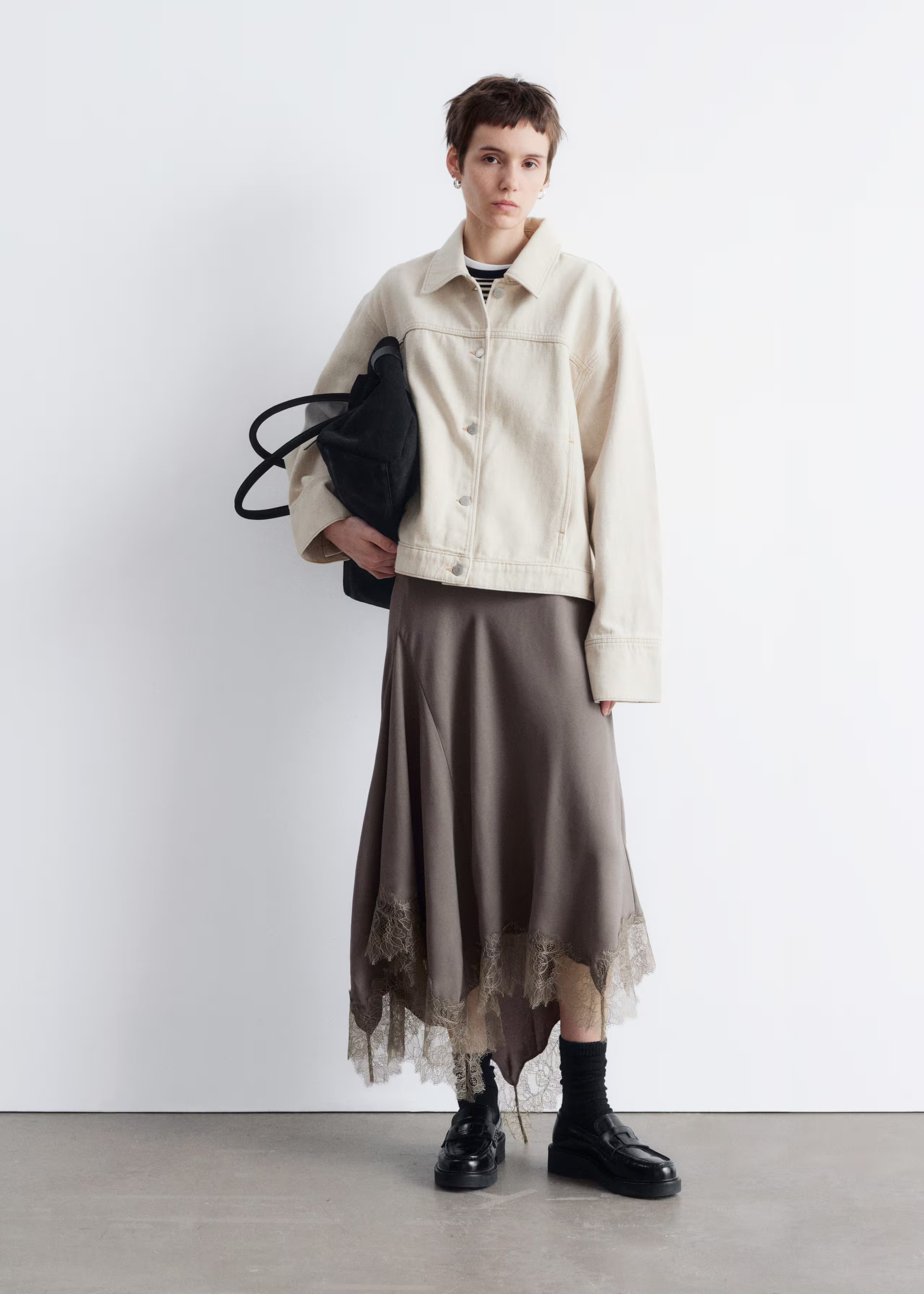 Asymmetrical Lace-Trimmed Midi Skirt | & Other Stories EU