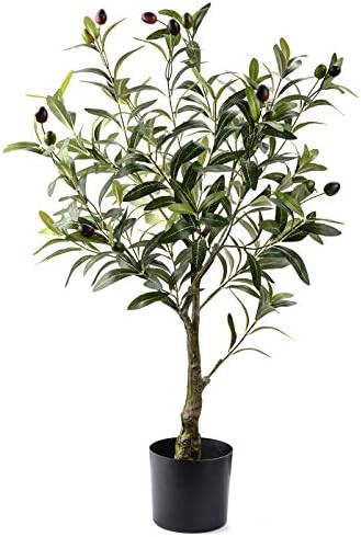 Artificial Olive Tree Plants 32 Inch Fake Olive Branch Leaves Topiary Silk Tree Faux Plant Decor | Amazon (US)