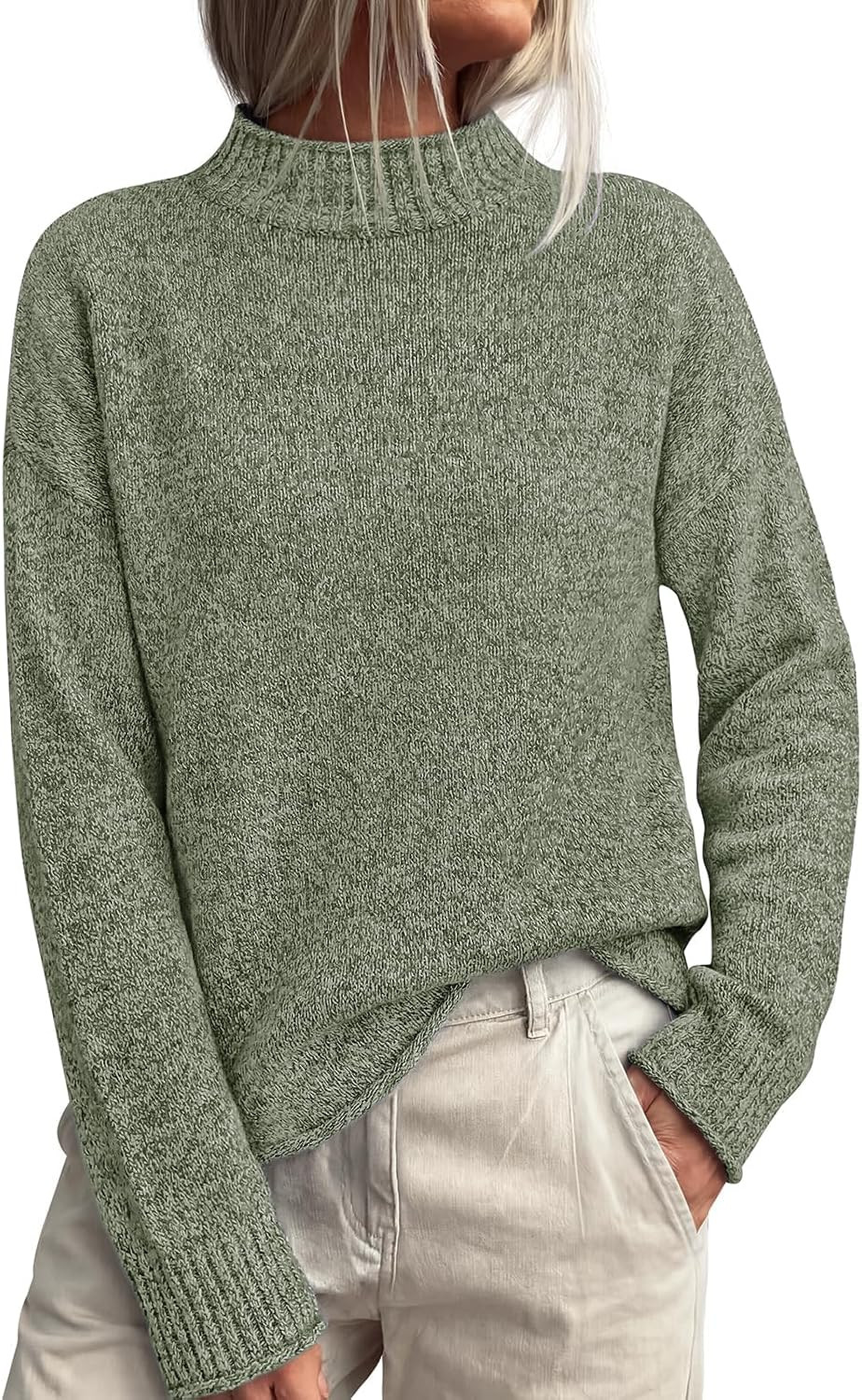 PRETTYGARDEN Womens Sweaters 2026 Roll Mock Neck Ribbed Knit Fall Outfits | Amazon (US)