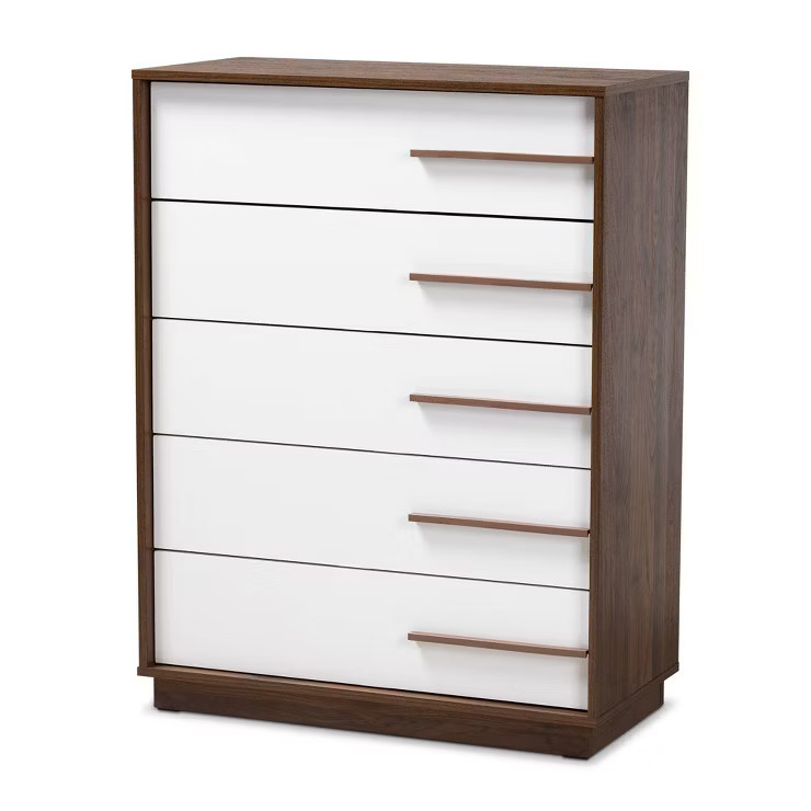 Mette Walnut Finished Wood Chest White - Baxton Studio | Target