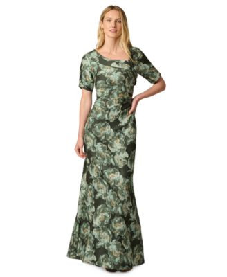 Adrianna Papell Women's Asymmetric Mermaid Floral Gown - Green Multi | Macy's