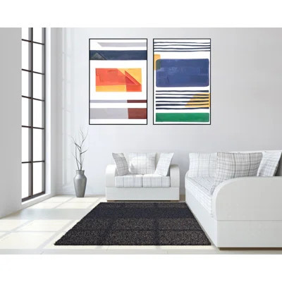 Geometric Color Harmony Diptych Canvas Wall Art - 32" x 47" - (Set of 2) | Wayfair North America