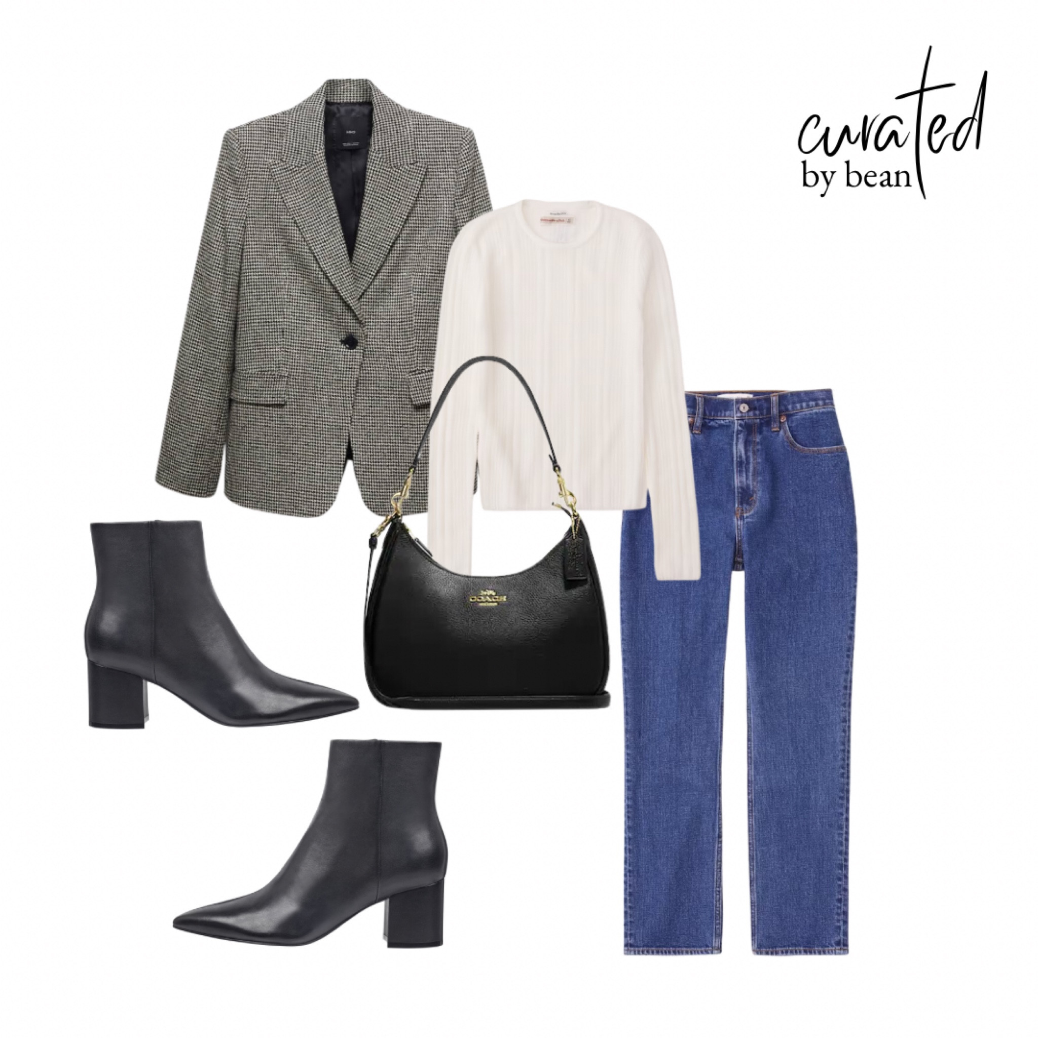 Fall outfit. Blazer. Houndstooth. Fall boots. Jeans. Fall fashion. Leather boots. 

#LTKSeasonal