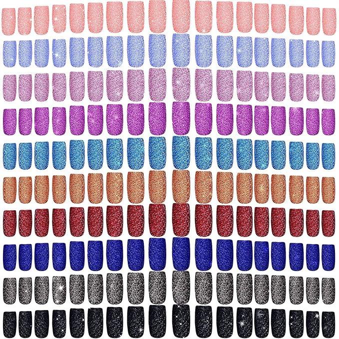 240 Pieces Square Press on Nails Medium False Nail Full Cover Artificial Fake Nail Colorful Acryl... | Amazon (US)