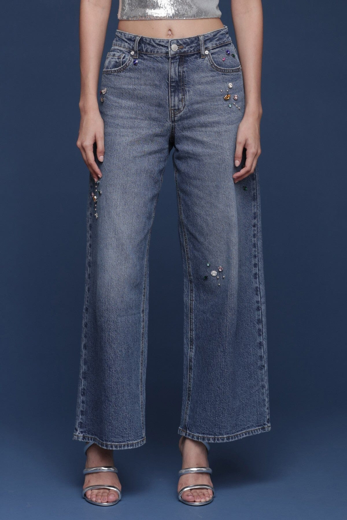 Bejeweled Wide Leg Jeans | Avec Les Filles