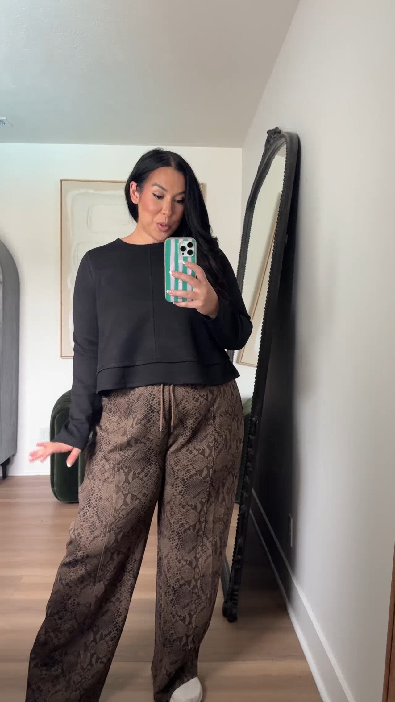 These snakeskin pants feel so comfy, love how elevated they look! Wearin an XL in the pants, L in the top! walmart fashion, curvy, soft belly friendly, walmart fall style, midsize 

 #LTKSeasonal #LTKMidsize