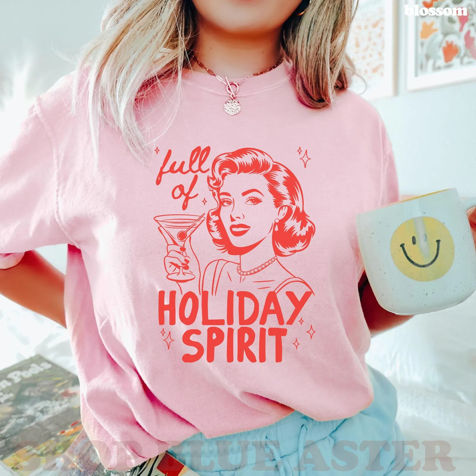 Full of Holiday Spirit Comfort Colors Christmas T-shirt, Casual Winter Shirt, Funny Drinking Vint... | Etsy (US)