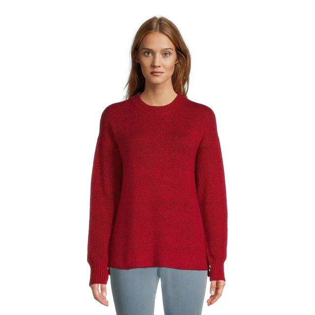 Time and Tru Women's Side Button Crew Neck Sweater, Midweight, Sizes XS-XXXL | Walmart (US)