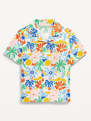 Short-Sleeve Linen-Blend Camp Shirt for Toddler Boys | Old Navy (US)