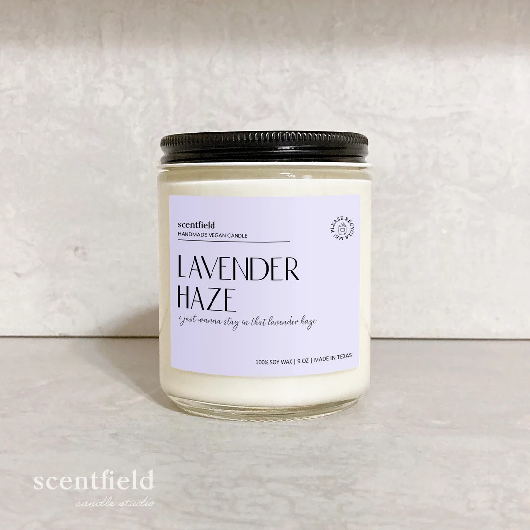 Lavender Haze Vegan Modern Candle, Lavender & Sage Scented Soy Candle, Midnights | Etsy (US)