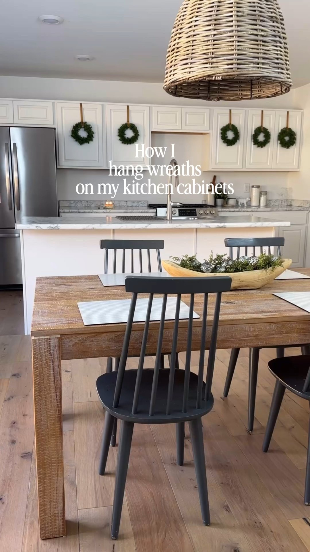 Here’s how I hang mini Christmas wreaths on on my kitchen cabinets! 🎄cabinet wreaths. Christmas wreaths  

#LTKSeasonal #LTKHoliday