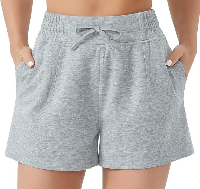 Dragon Fit Womens High Waisted Sweat Shorts Casual Cotton Workout Shorts Drawstring Running Short... | Amazon (US)