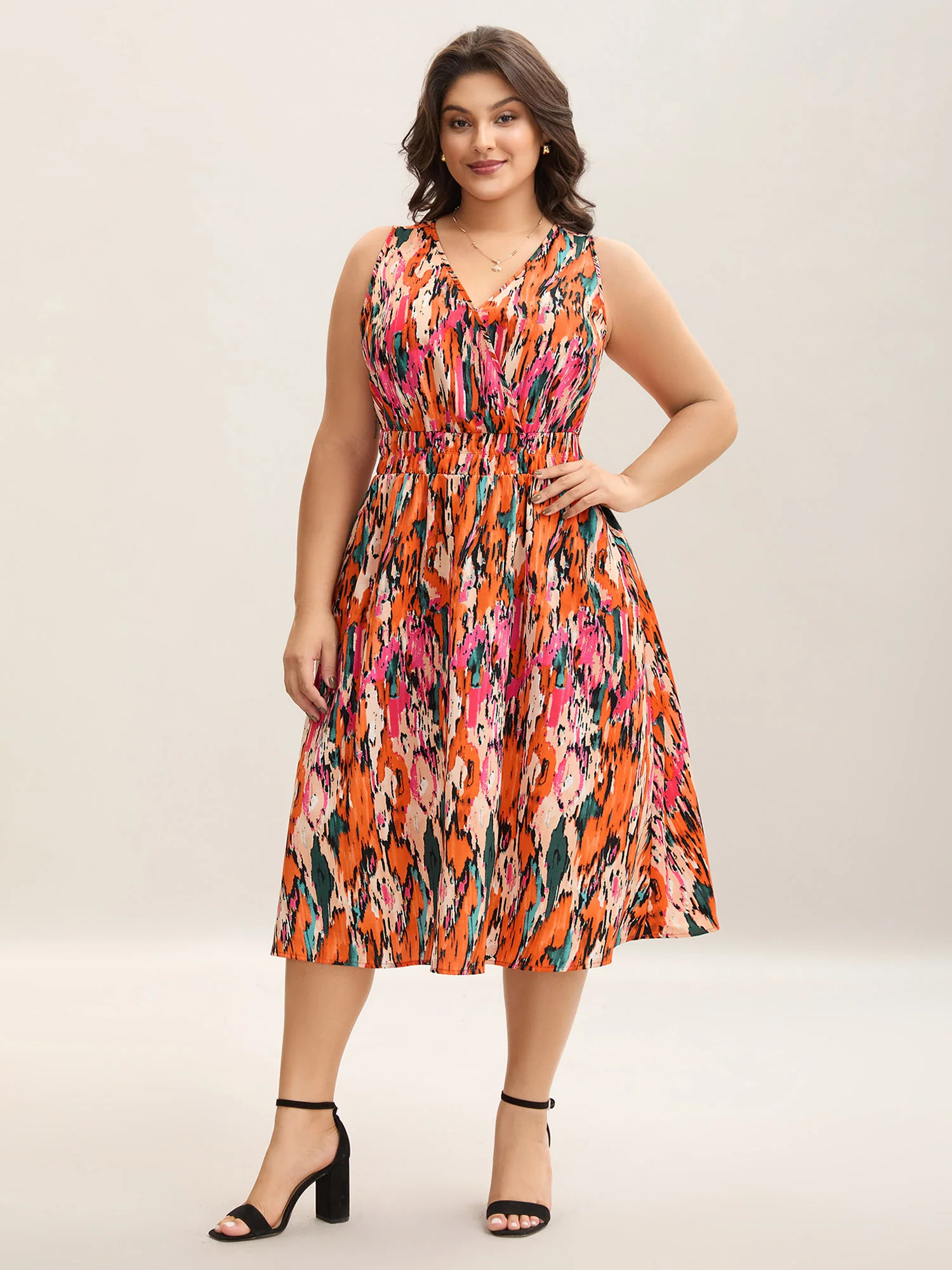 Spring Fling Shirred Waist Pockets Midi Dress | Bloomchic