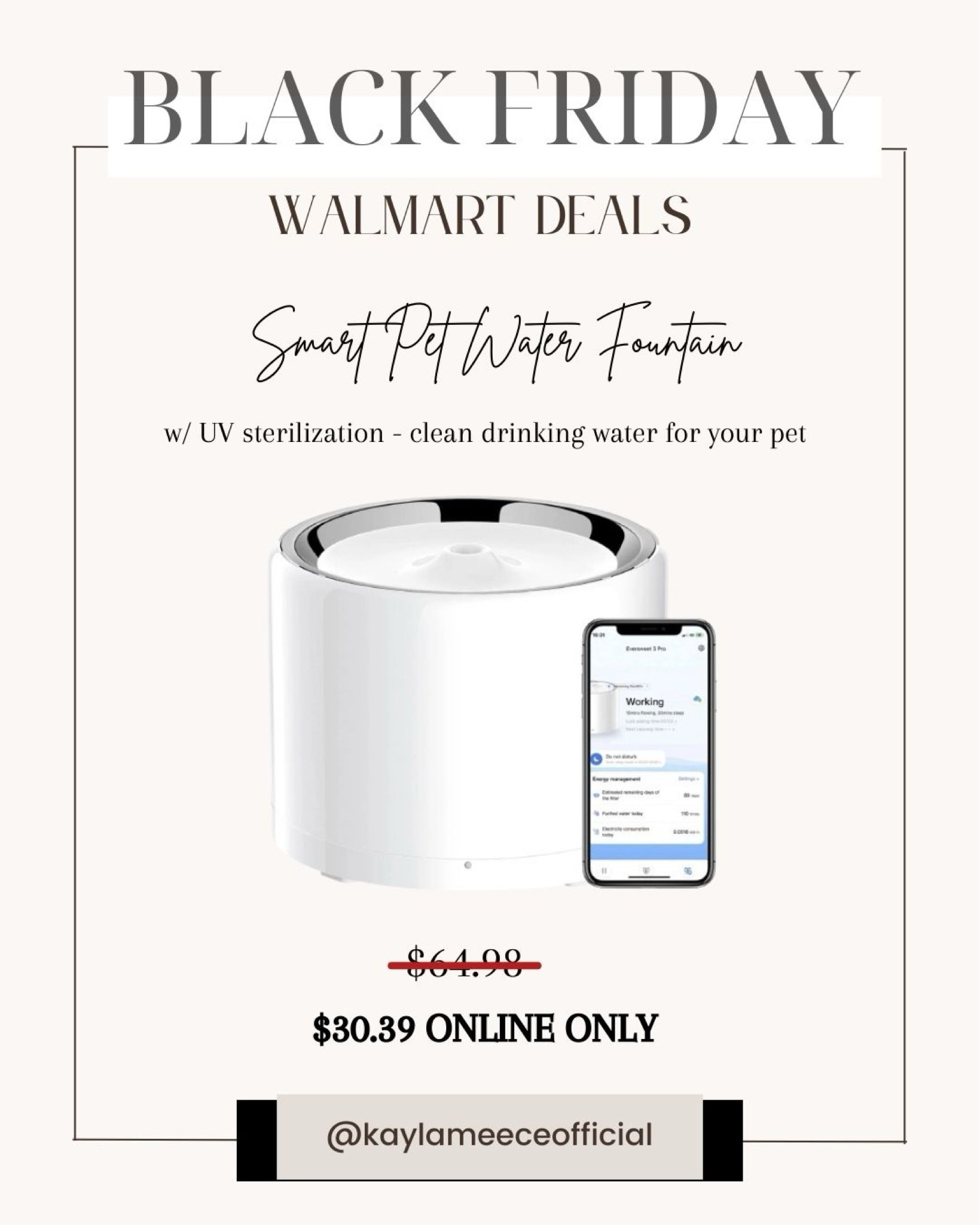 Walmart Black Friday: Smart water fountain for pets

#walmart #walmartblackfriday #bestblackfridaydeals #blackfriday2024 #petgifts #smartwaterbowl #smartwaterfountainfordogs #giftguide #giftsfordog #giftsforpets #giftsforcats #moderndogbowl #smartwaterbowl

#LTKCyberWeek #LTKFindsUnder100 #LTKGiftGuide