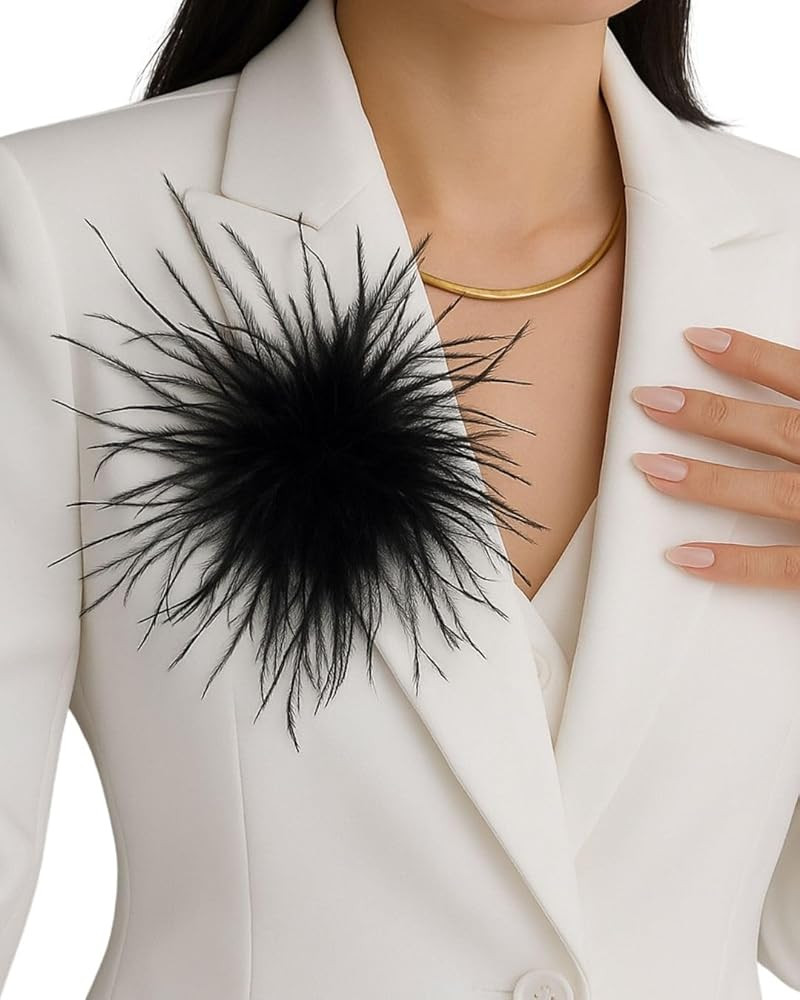 Baesics Feder Brosche - Damen Fluffy Straußenfeder Anstecker Vintage Stil Hutaccessoire Braut Ho... | Amazon (DE)