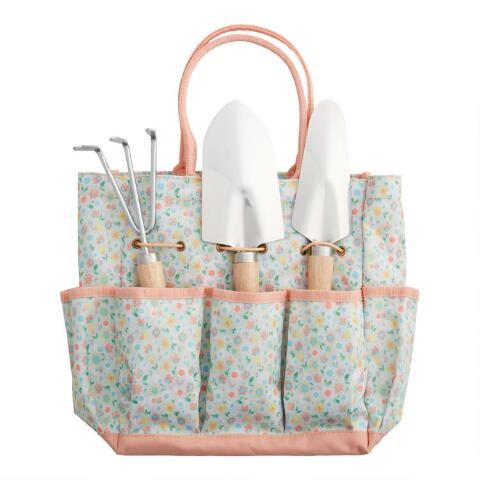 Ditsy Daisy Gardening Tote with Tools 5 Piece Set | World Market