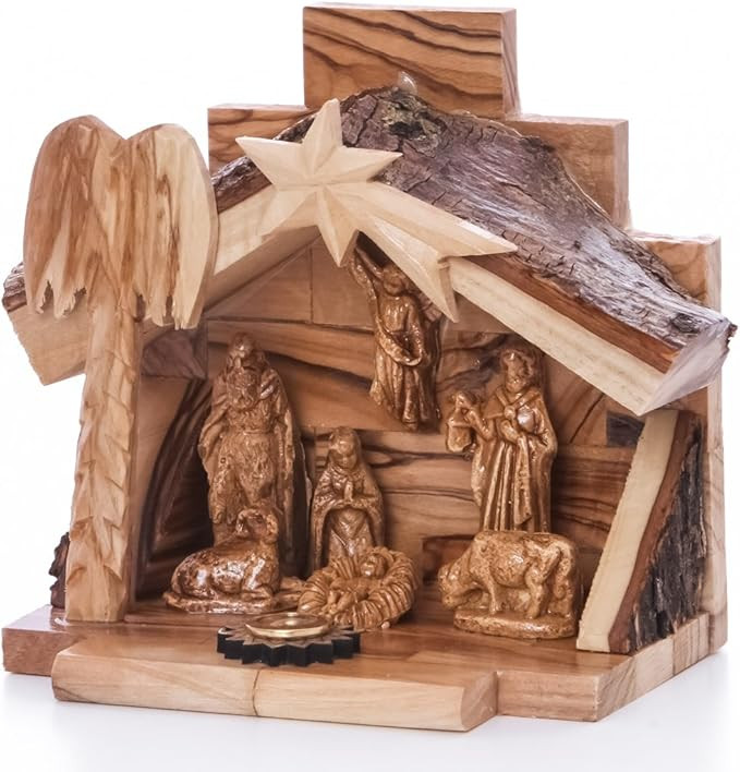 Zuluf Small Olive Wood Nativity Set – Hand Carved Nativity Scene Made in Bethlehem – Christma... | Amazon (US)