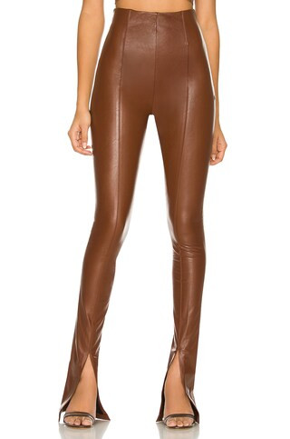 Amanda Uprichard x REVOLVE Malta Leather Pants in Brown from Revolve.com | Revolve Clothing (Global)