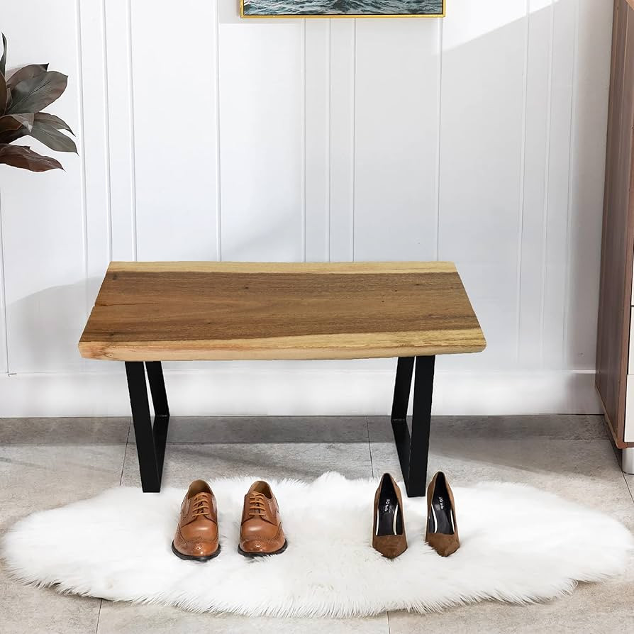 Warmaxx Natural Wood Bench Rectangle Wooden Entryway Stools 32"x14"x18"H Living Room End Table Ru... | Amazon (US)