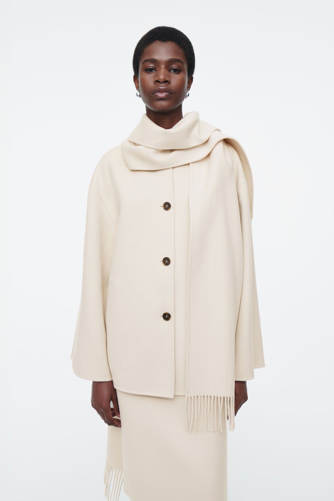 OVERSIZED WOOL-BLEND SCARF JACKET - WHITE - Coats and Jackets - COS | COS (US)