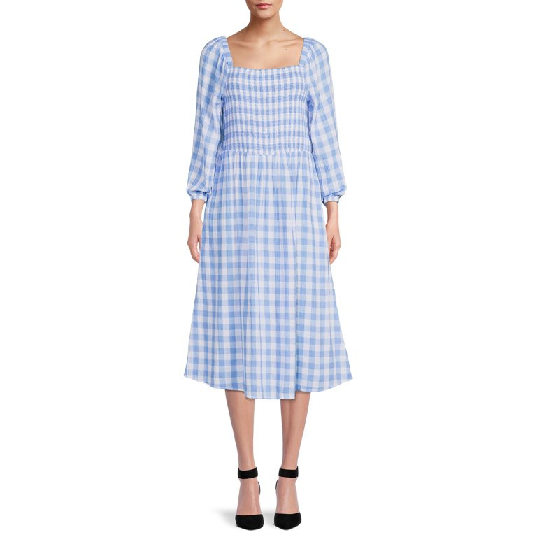 BeachLunchLounge Women's Smocked Gingham Dress | Walmart (US)