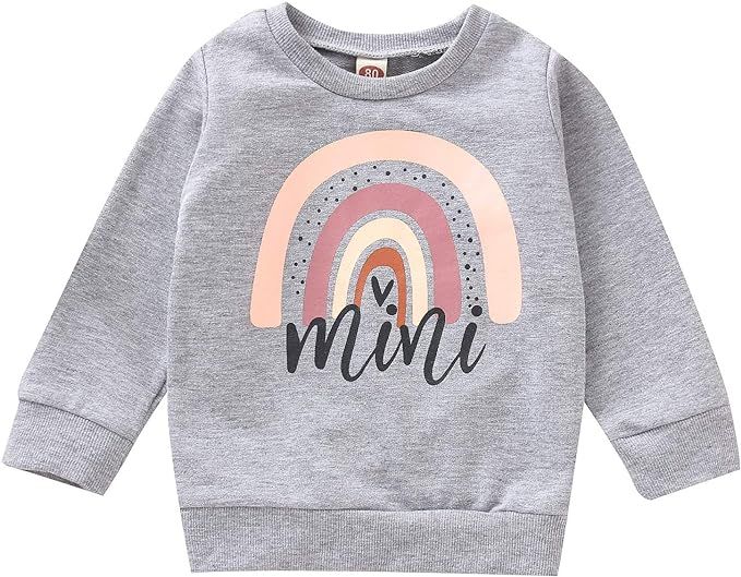 Toddler Baby Girls mini letter Print Sweatshirts Long Sleeve Shirts Pullover Tops Clothes | Amazon (US)