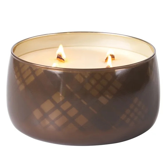 Better Homes & Gardens Intense Warm Leathered Amber Scented Wooden 4-Wick Glass Jar Candle 60oz. | Walmart (US)