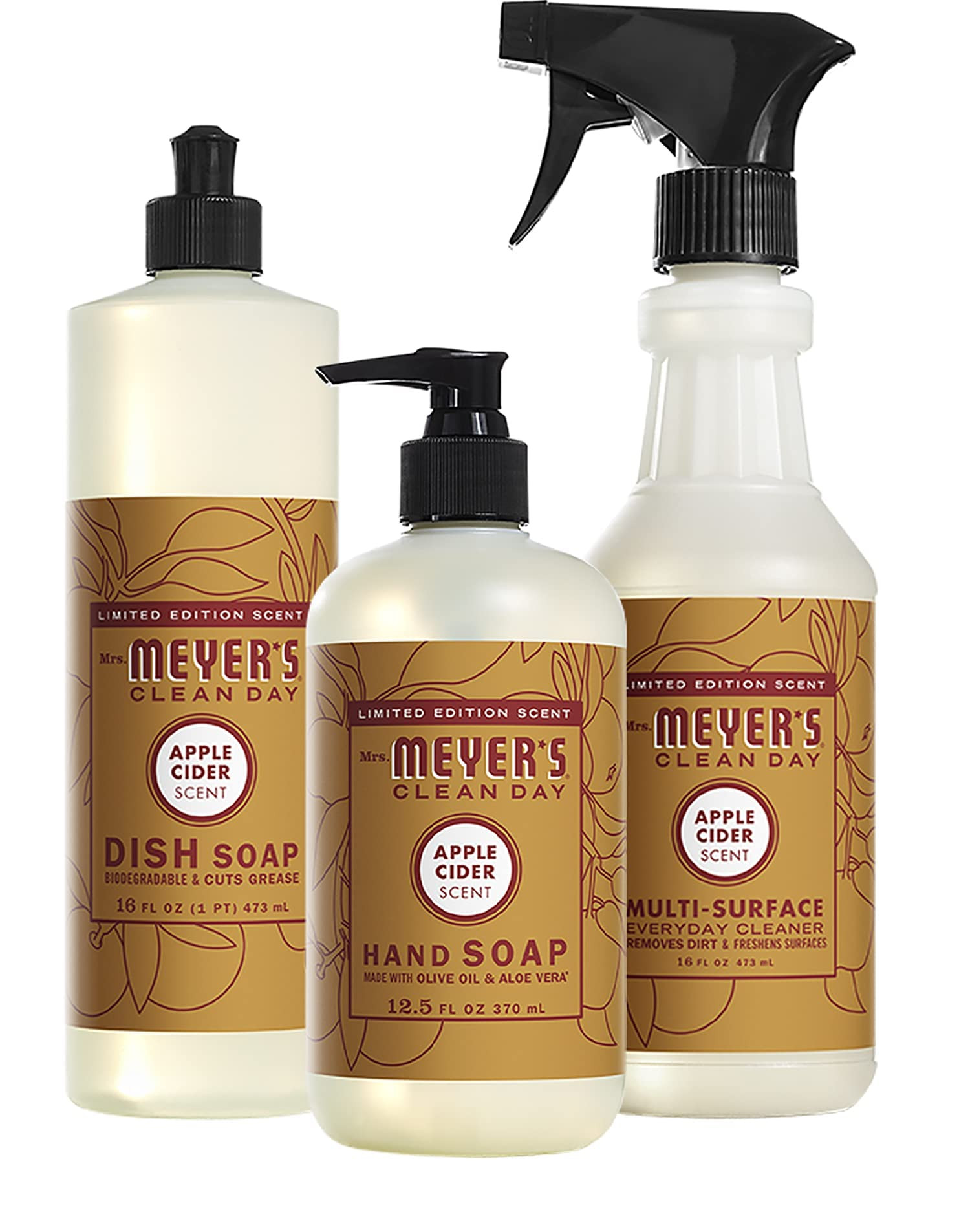 Mrs. Meyer's Apple Cider Kitchen Set, Includes, 1 Hand Soap, 1 Dish Soap, and 1 Multi Surface Cle... | Amazon (US)