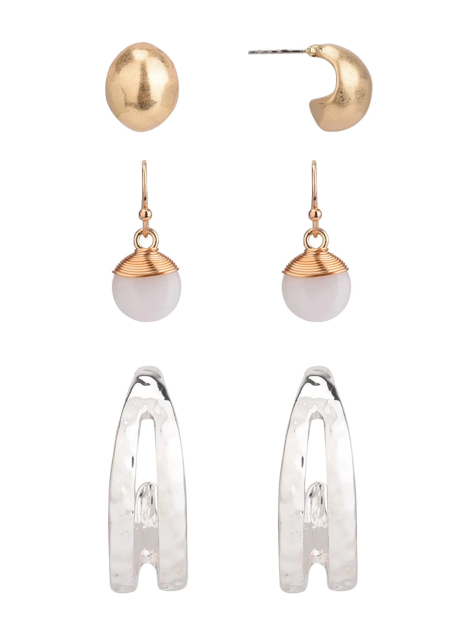 The Pioneer Woman - Women's Jewelry, Two-tone Hoop and Semi-precious Drop Trio Earring Set | Walmart (US)