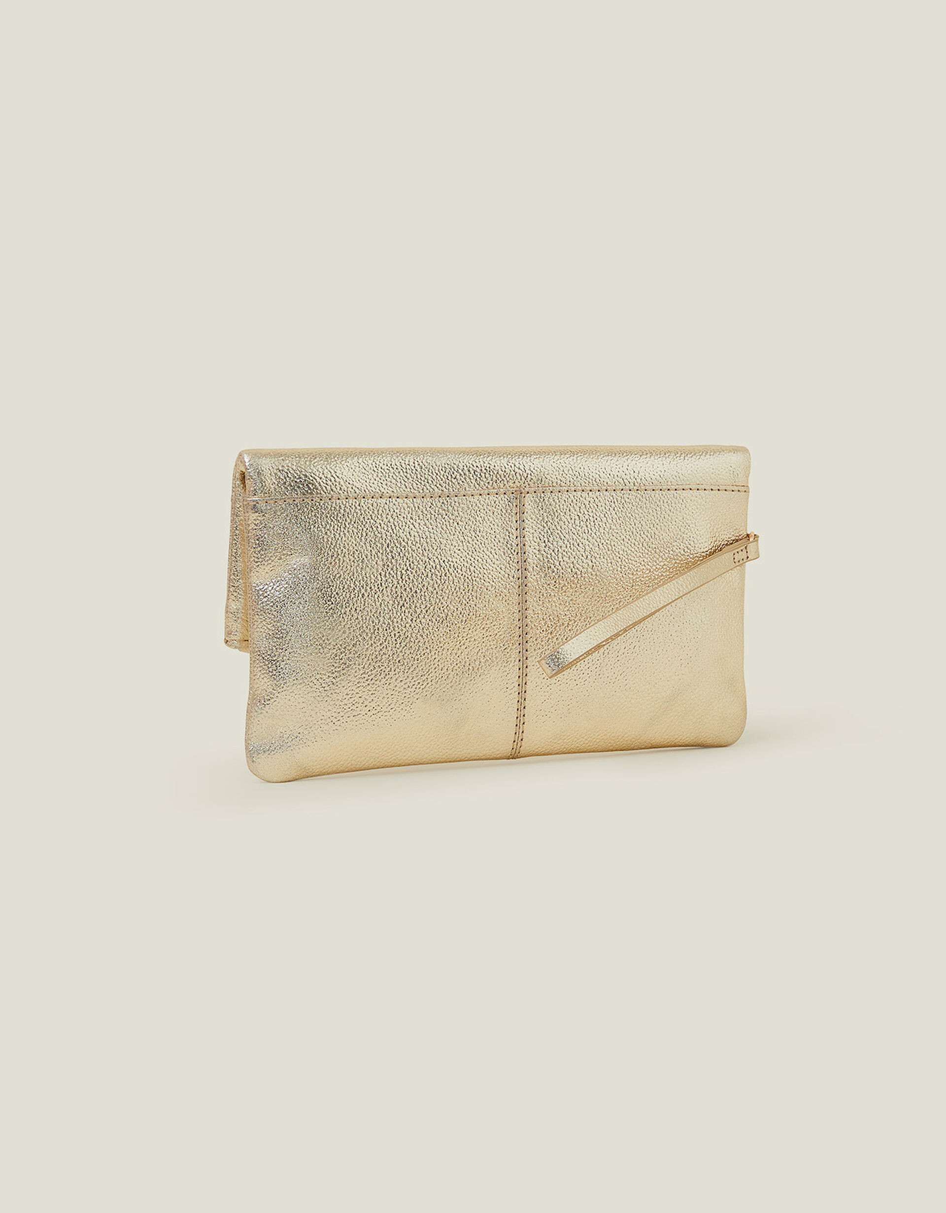 Leather Metallic Fold Over Clutch Gold | Accessorize (Global)