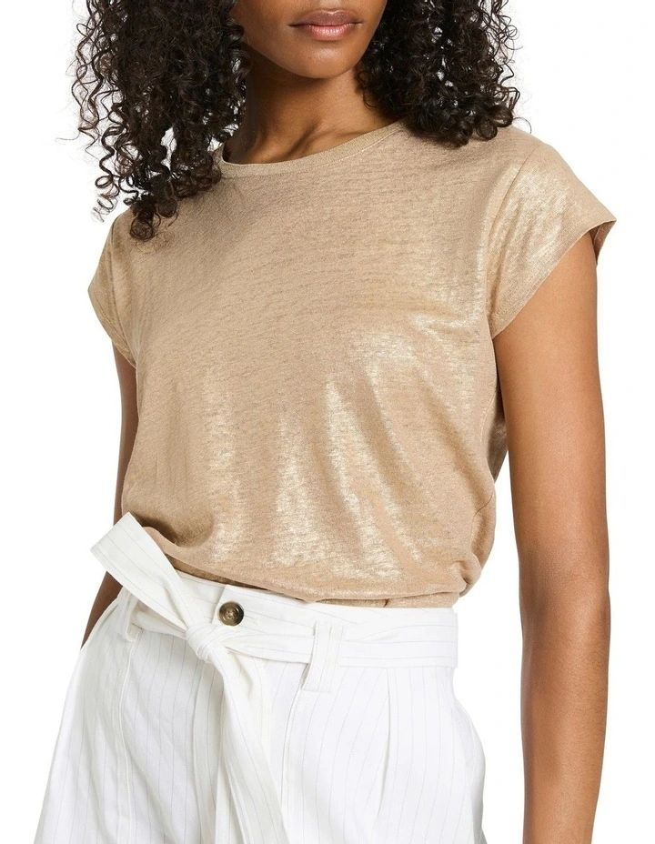 As Love Glows Foil Linen Tee in Gold | Myer