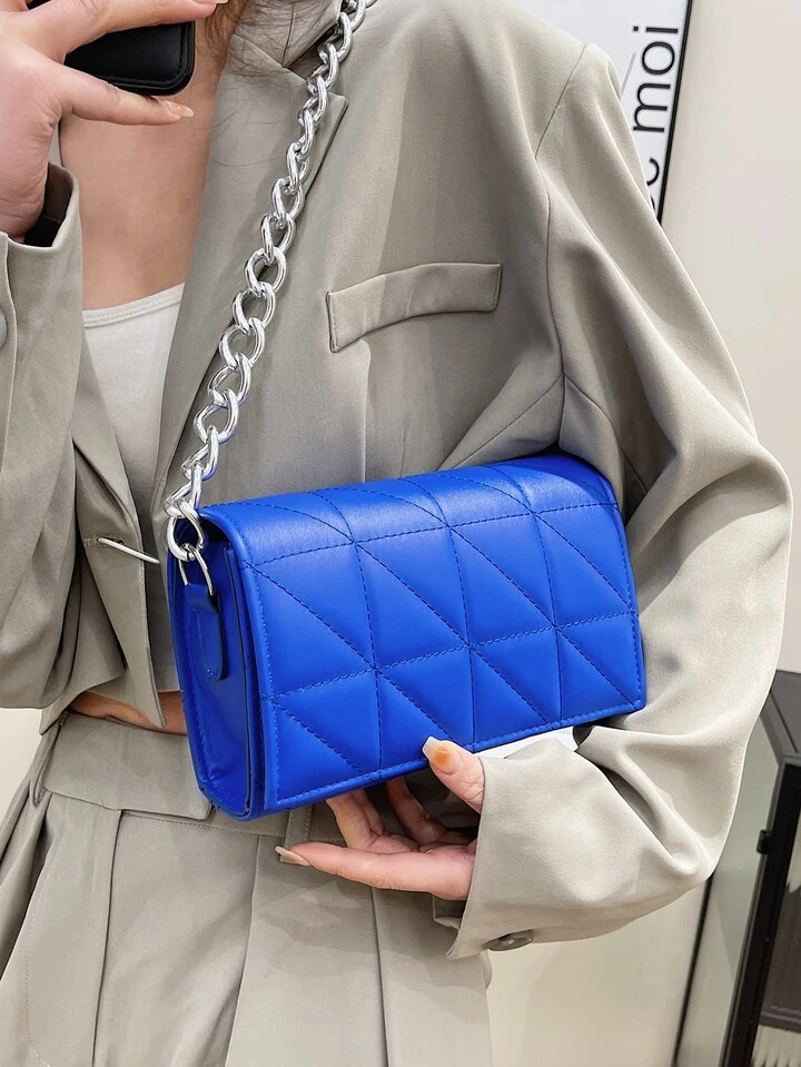 Quilted Pattern Chain Flap Square Bag | SHEIN