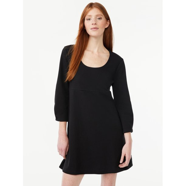 Free Assembly Women's Pleated U Neck Mini Dress | Walmart (US)
